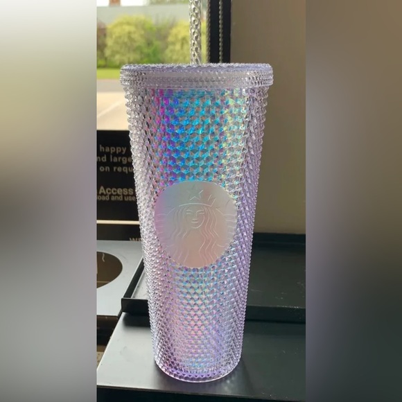 Starbucks Unicorn Bling Iridescent Studded Tumbler Cup 24oz & Matching Keychain - Picture 3 of 13